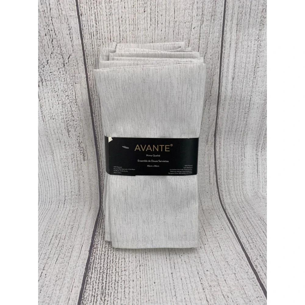 Avante Cloth Napkins 18x18 Silver (Set of 12) Metallic Shimmer Festive Holiday